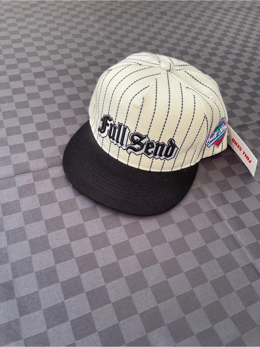 Full send X Nelkk boys pinstripe baseball cap